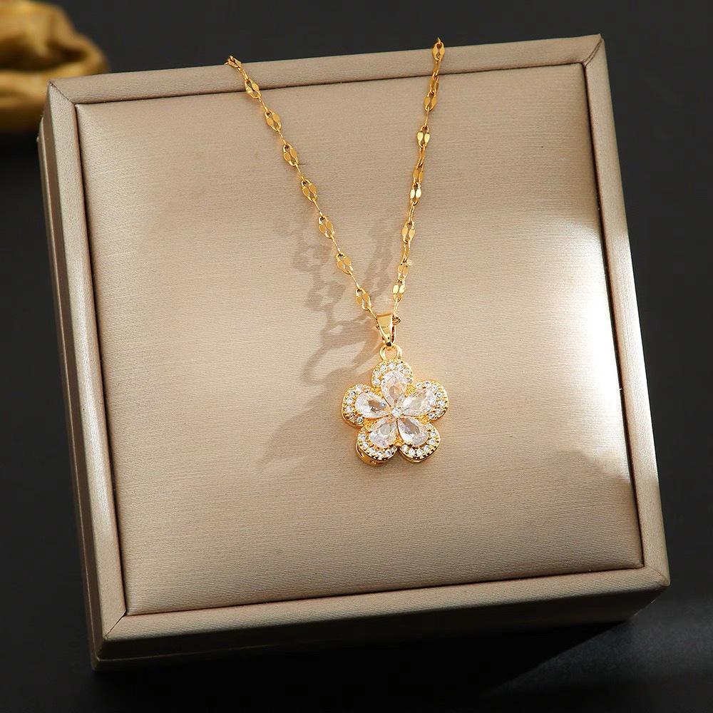Dopamine Plum Blossom Necklace: Elegant 2025 Women's Clavicle Chain