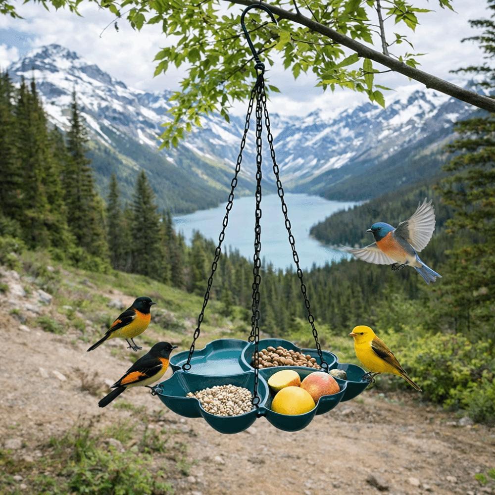 Large Capacity Bird Feeding Tray Flower Shaped Bird Water Drinker Hummingbird Feeder  Farm Supplies