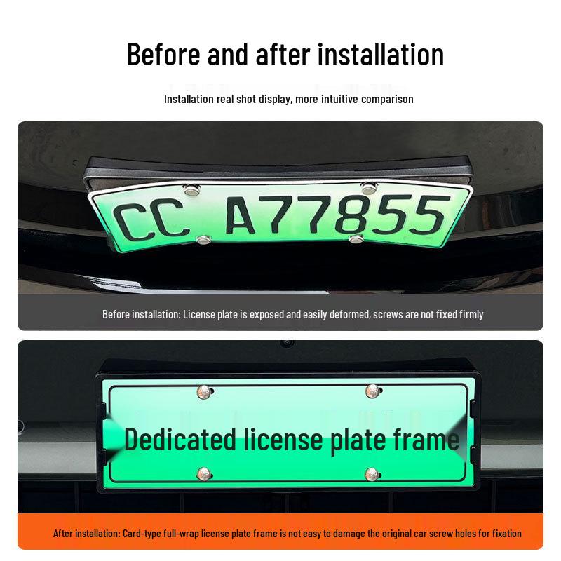 2025 S9T Full Edge Green License Plate Frame for New Energy Vehicles