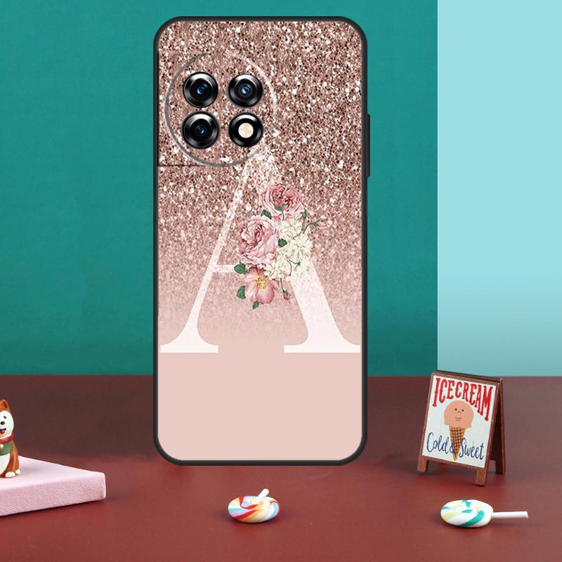 Letter Pink Shiny M R Case For OnePlus 10T 11 8 9 10 Pro 8T 9RT 10R OnePlus Nord CE 2 3 Lite 2T N10 N20 N30 Cover