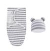 Set Coperta e Cappellino per Neonato Stampa Cartoni Animati Cotone Fasciatoio Neonato Fasciatoio Regolabile per Dormire Neonato Tutte le Stagioni 0-6 Mesi