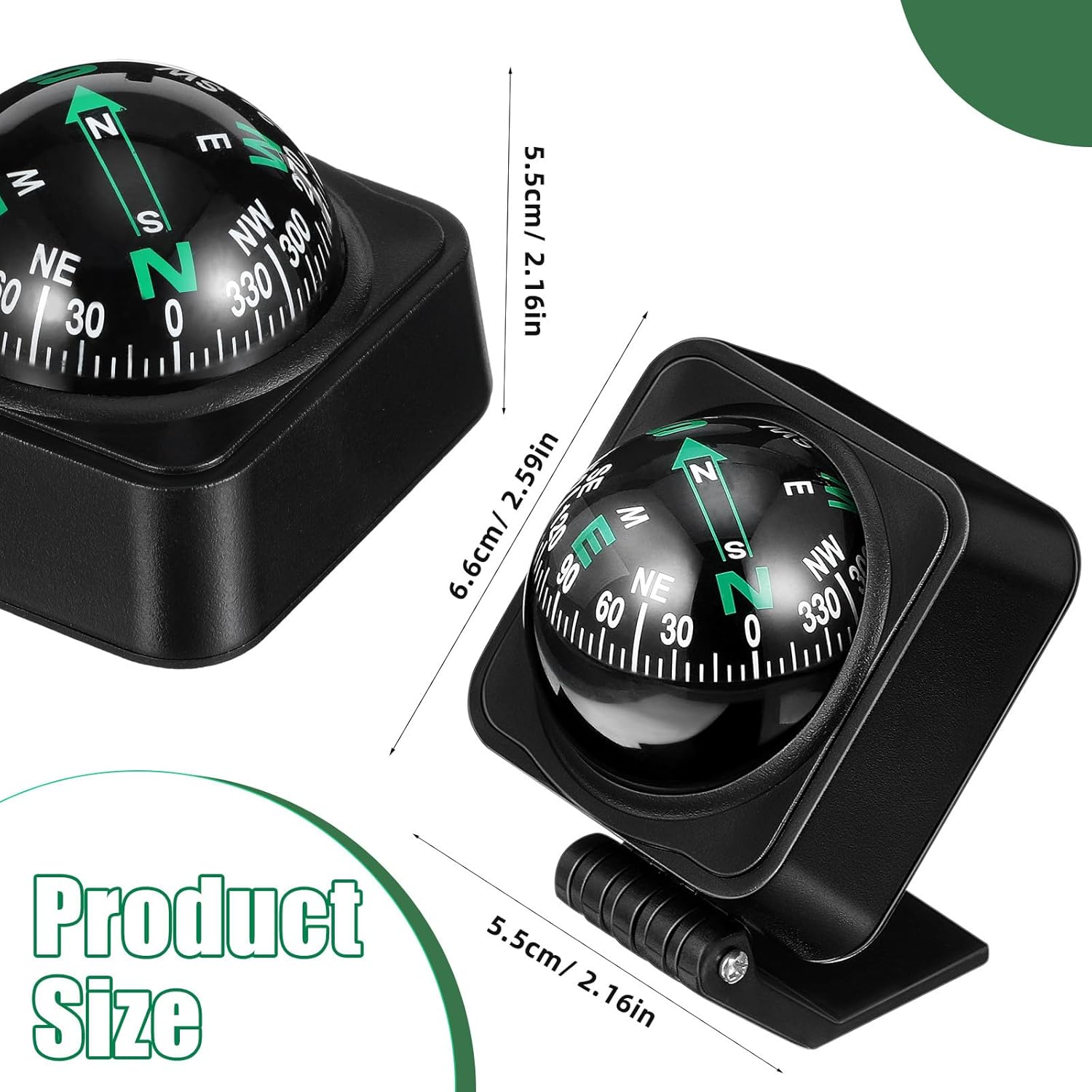 iplusmile Car Compass Ball for Dashboard, Adjustable Auto Compass Dash Mount, Universal Accessories Accurate Navigation for Boat Car Truck SUV Marine