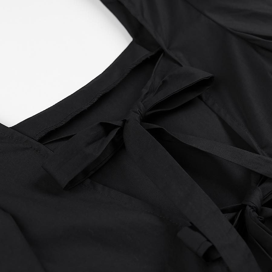 2025 Women's Fashion: European & American Style Square Neck Tie-Up Shirt with a Trendy, Niche Design