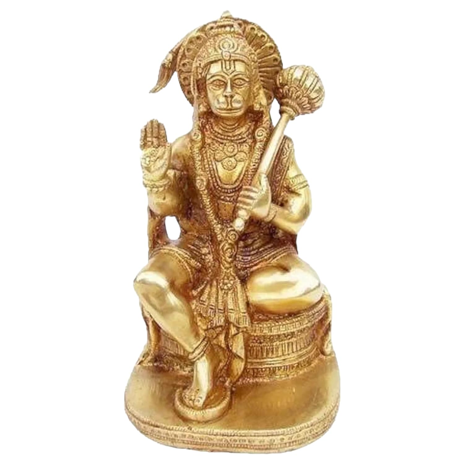 

Ashtadhatu Brass Shri Hanuman Ji Idol, Bala Ji Bajrang Bali Statue, Gold -4 Inch