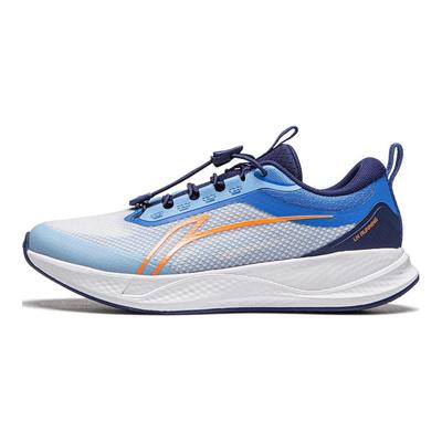 Li Ning Kids Trendy Versatile Shock Absorption Rebound Low Top Running Shoes Kids Running Shoes White Blue YKFU062-1