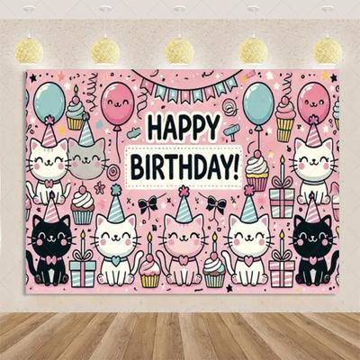 Birthday Party Decorations, Cat, Dog, Happy Animal, Children's Family Backdrop, Studio Props2369