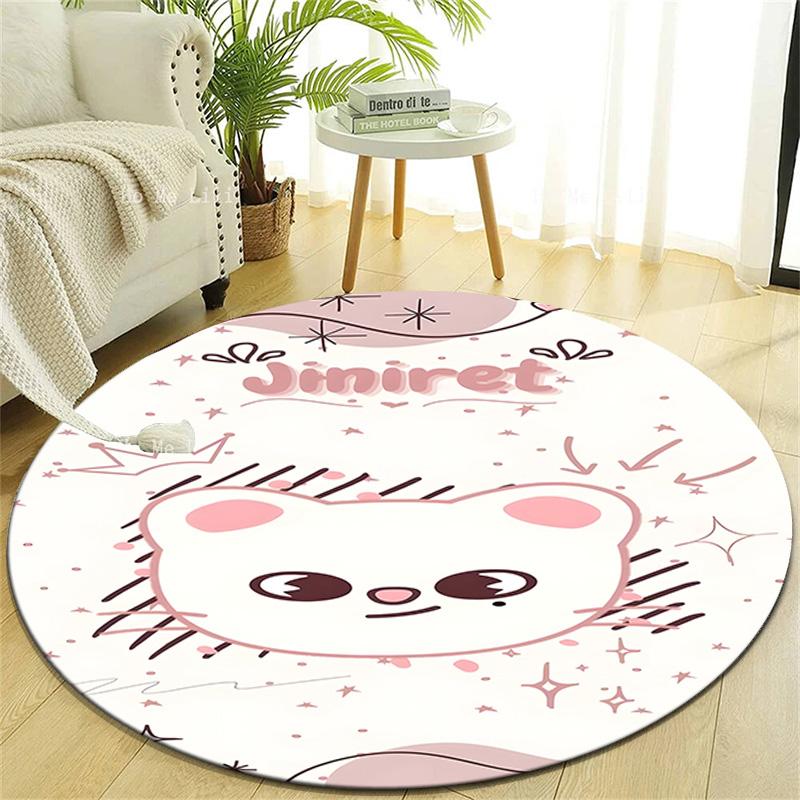 1pc Kpop Team8 Design Printed Area Round Carpet for Bedroom Living Room Home Decor Rugs Mat Non Slip Mat Rug for Bedside