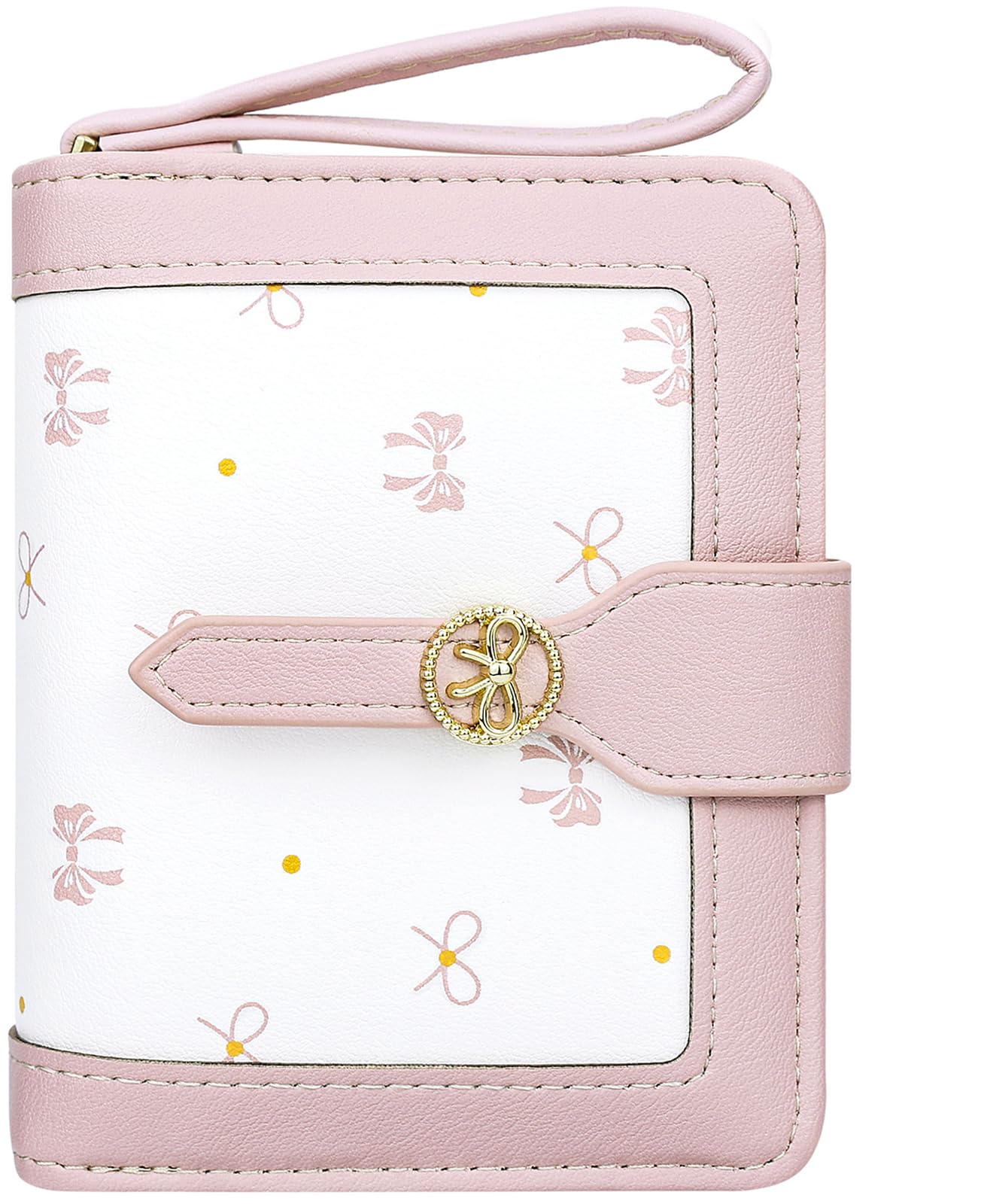 

Farcauo Women s Mini Wallet, Bifold, Popular and Cute Pink with a Bowknot Pattern, Includes Coin Pocket