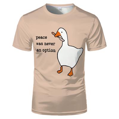 La paix n'est jamais une option T-shirt dessin animé motif oie mignonne T-shirts imprimés hommes et femmes mode décontractée amusant vêtements pour enfants