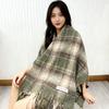 New Plaid Scarf Autumn and Winter Senior Thickened Student Korean Tassel Atmosphere Warm Couple Versatile Shawl Wholesale