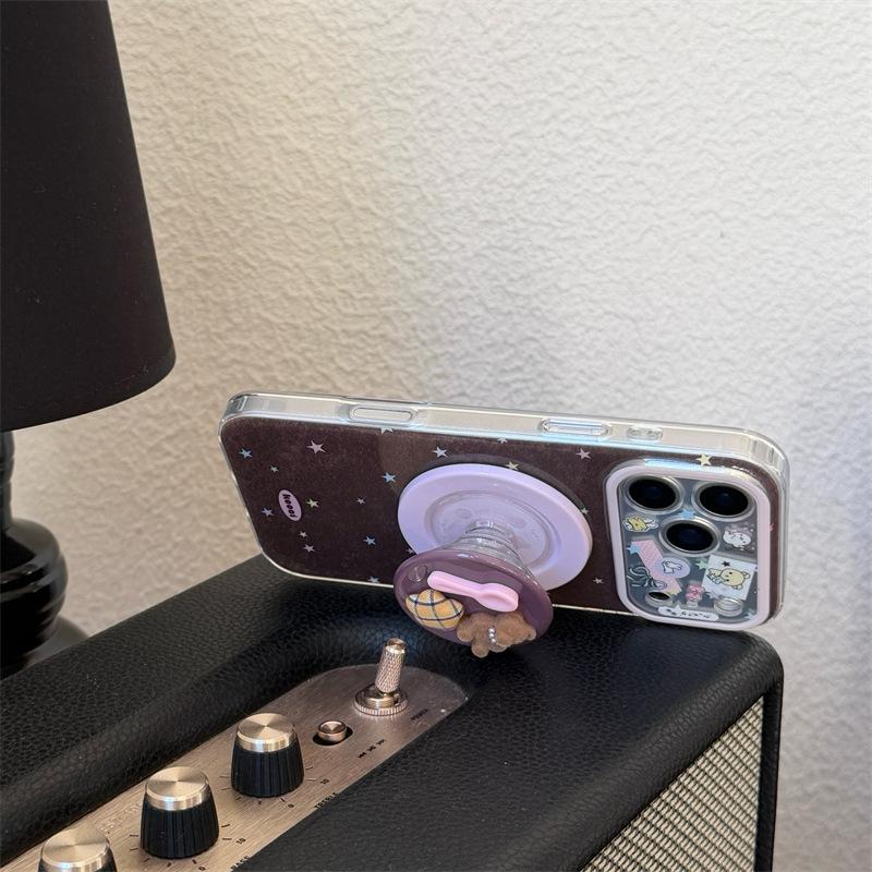 Korean Brown Bottom Star Bear Magnetic Suction Bracket Is Suitable for iphone11Promax Apple 11 Mobile Phone Case 11 Women 11
