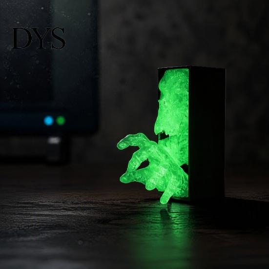 Bookshelf Skull Statue 3D Printed Hand Figurine, Glow-in-the-Dark Ghost Statue, Horror PLA Figurine Skeleton Ornament for Home Office Desk Decoration