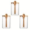 Bamboo Lid with Spoon Sealed Jar Household Glass Storage Jar Tea Jar Coffee Bean Storage Jar Seasoning Jar Milk Powder Jar