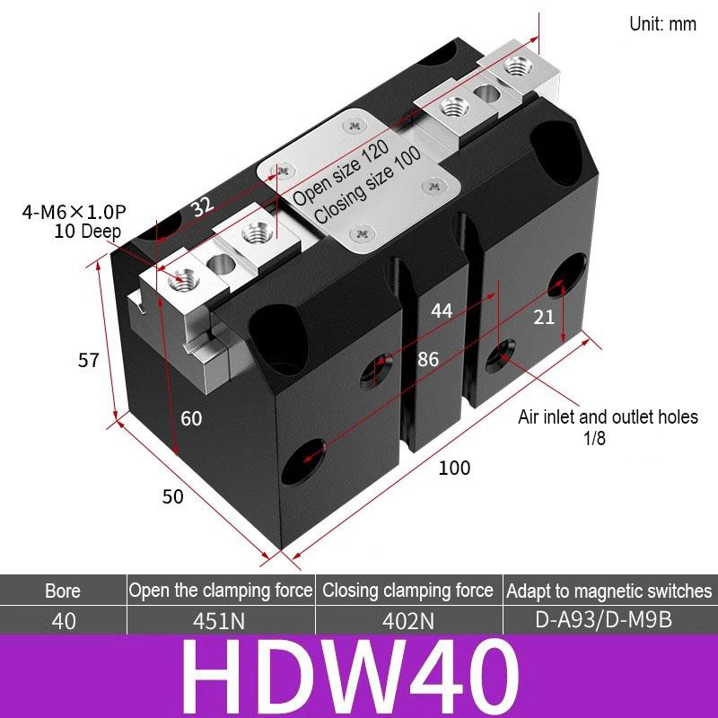 Qi Li Ke type HDW HDW20 HDW25 HDW32 HDW40 HDW50 HDW63 HDW100 Strong Parallel Mechanical Gripper Finger Air Pneumatic Cylinder