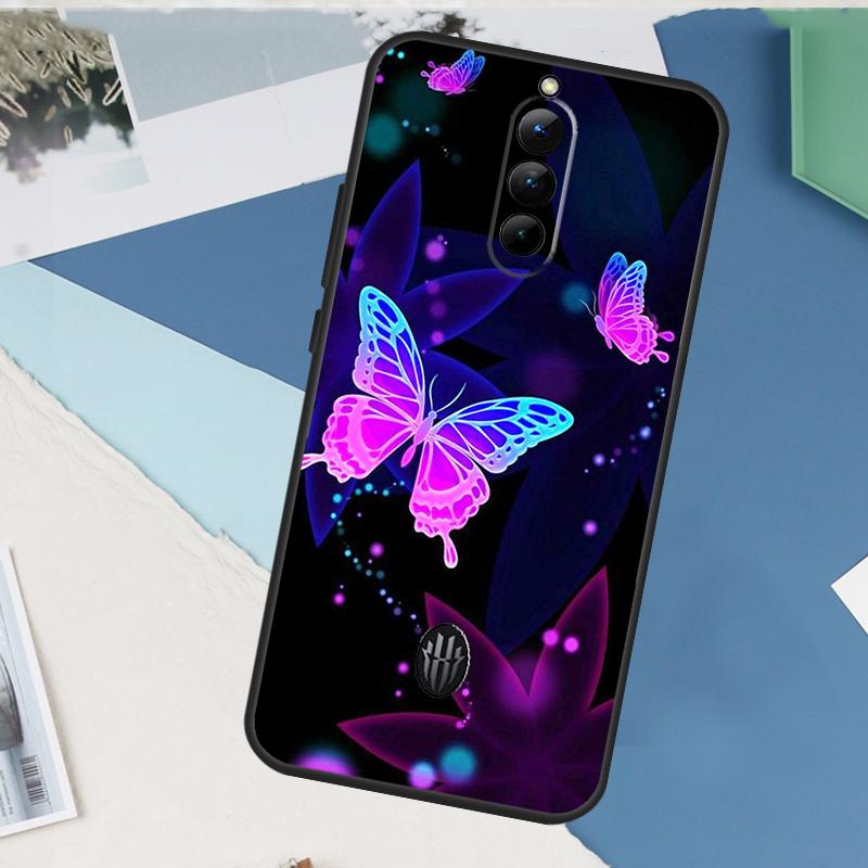 Black Beautiful Butterfly Case For ZTE Nubia Red Magic 11 10 9 8 8S 9S 10S Pro Plus 6 7 6S 7S Pro 5G 6R 10 Air Cover