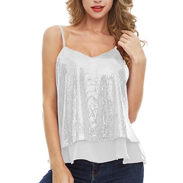 

Новая мода, сексуальный жилет, женские топы с блестками, рубашка, женские топы без рукавов с v-образным вырезом, летние женские футболки, уличная одежда, праздничная одежда M