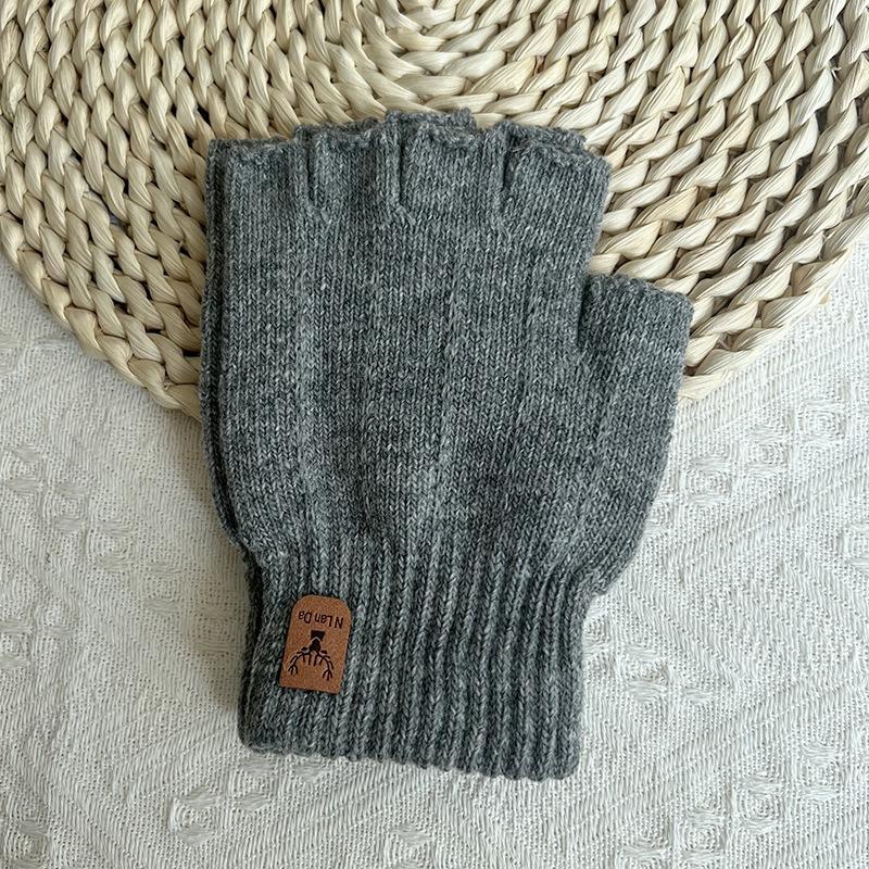 Men's Gloves Solid Color Knitted Wool Gloves Are Cold-proof and Warm In Autumn and Winter, and Can Be Simple and Versatile with Five Fingers