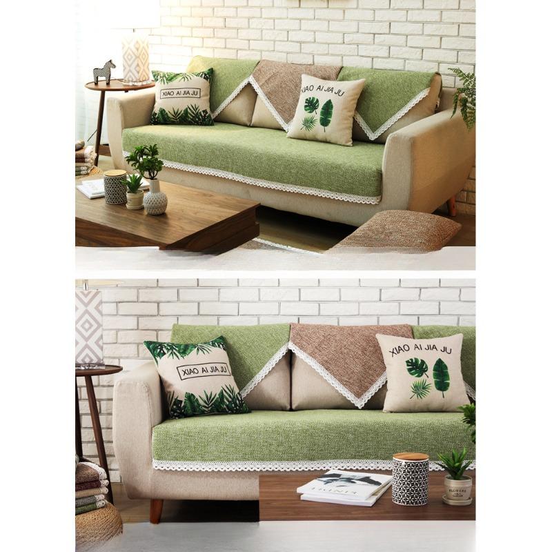 Handmade Cotton and Linen Sofa Cushion Fabric, Anti Slip, All Season Universal Linen Solid Wood, Simple Modern Sofa Cover, 5 Colors