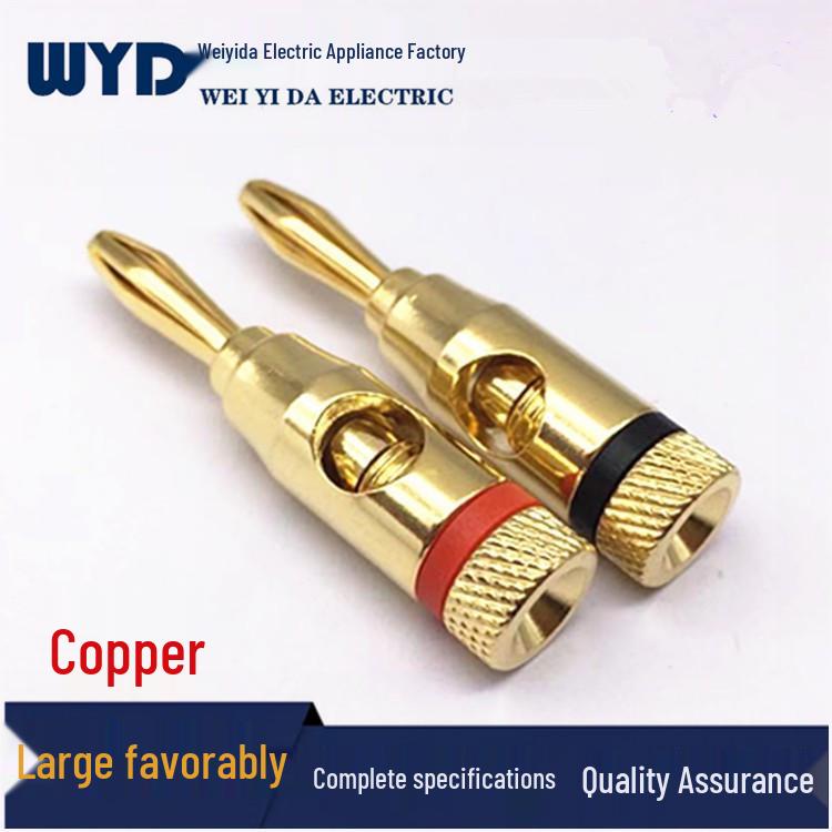 Gold-Plated Copper 4mm Solderless Audio Banana Plug for Speaker Cables