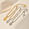Religious Jesus Cross Rosary Bracelet for Women, Stainless Steel Virgin Mary Charms Bracelets Gold Plated Prayer Jewelry