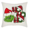 Grinch Linen Throw Pillowcase Holiday Sofa Office Cushion Pillowcase Green Furry Christmas Pillowcase