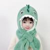 Lovely Cartoon Warm Windproof Cold-proof Dinosaur Pullover Hat Scarf Integrated Cap Plush Bomber Hat Winter Cap Bonnet Baby Hat