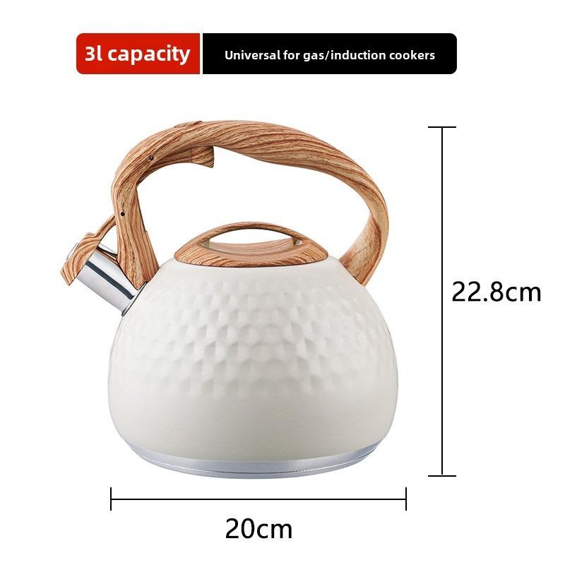 

Ручка против ожогов Чайник со свистком 3 л Чайник для воды Новый чайник из нержавеющей стали Газовая индукционная плита белый