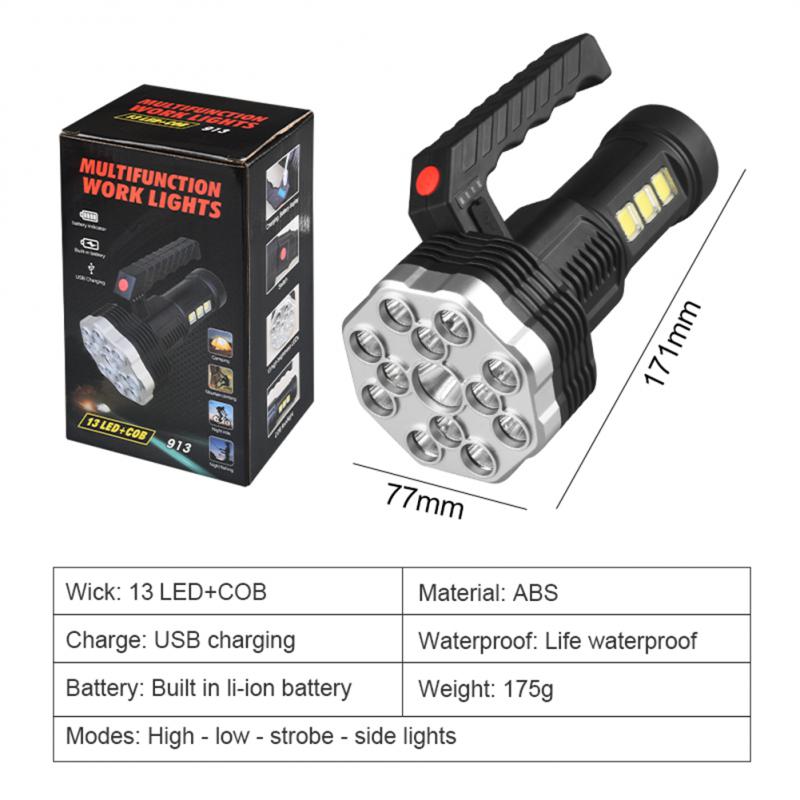 Waterproof Searchlight Large-capacity Battery Hand-light Fishing Lantern 1200mah Flashlight Handlamp Super Bright Camping Lamp
