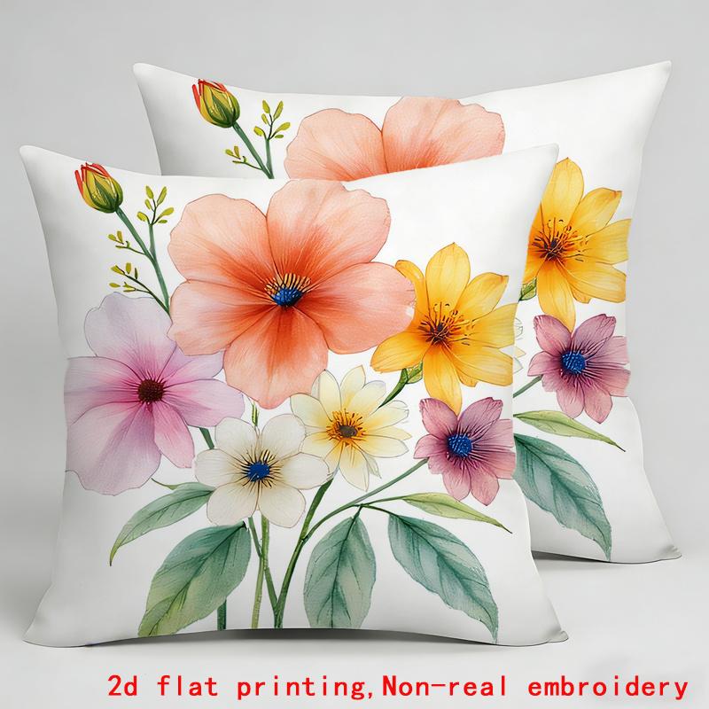 Floral Patterned Pillowcase For Homecushion Covers, Zippered, Decorative Pillowcases, 45X45 Cover Sleeves