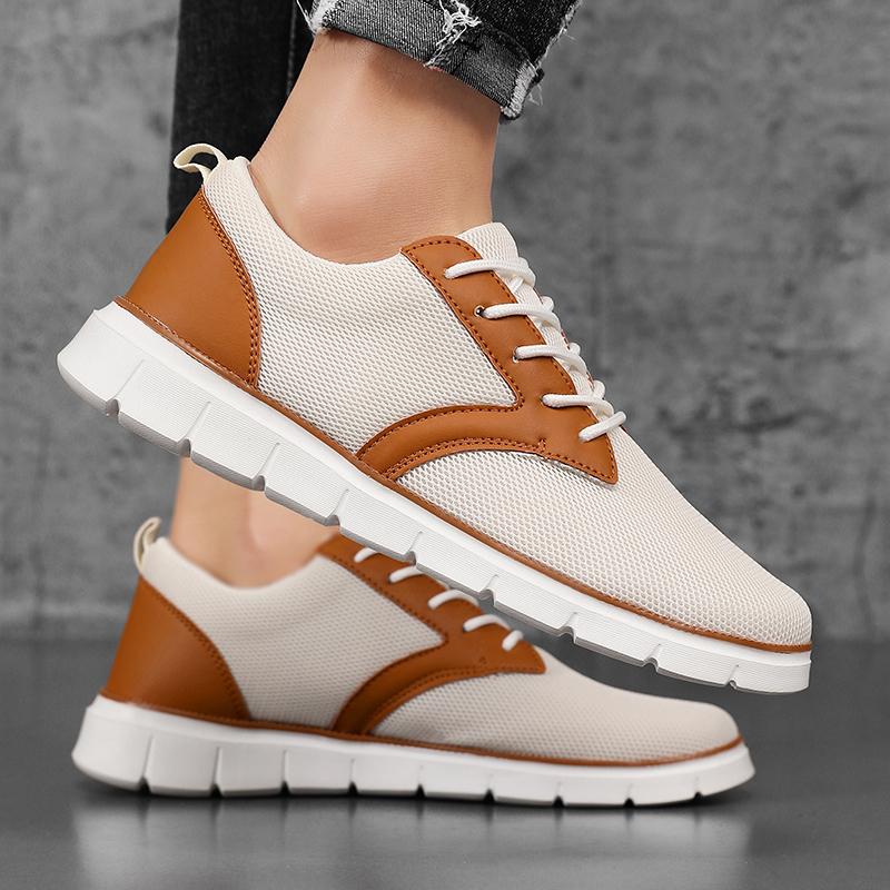 Men's Formal Shoes Outdoor Mesh Walking Black Flat Loafers 2025 Spring Round Toe Casual Shoes Daily Wear and Outdoor Activities