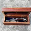 Brass Boatswain Whistle with Chain, Nautical Bosun Call in Wooden Box Home Decor