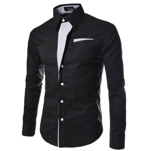 

Распродажа, модная рубашка Camisa Masculina с длинным рукавом, мужская приталенная дизайнерская официальная повседневная брендовая мужская классическая рубашка L чёрный