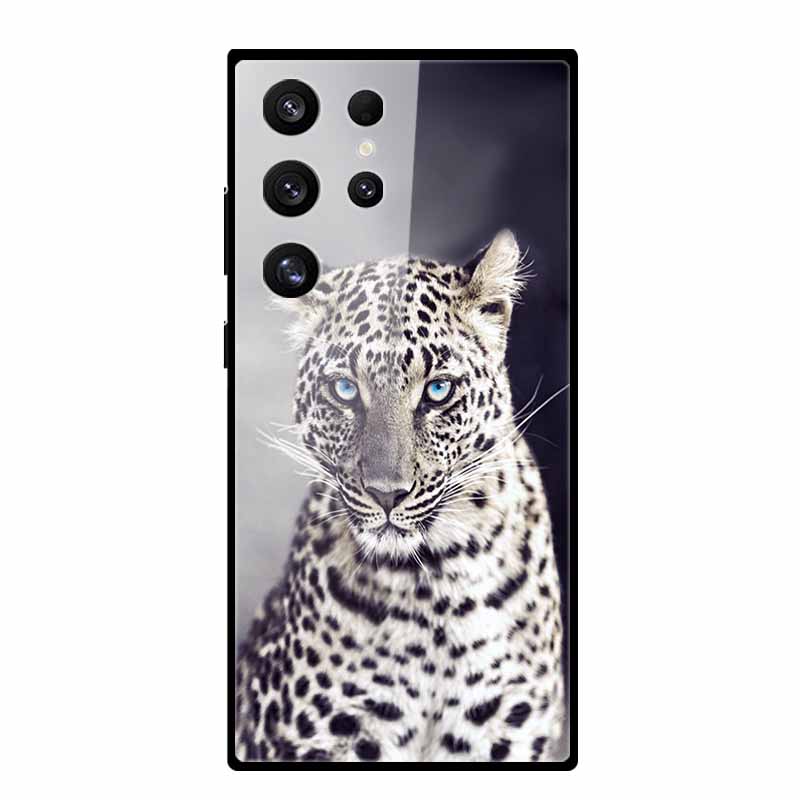 For Samsung S25 S 25 Ultra Hard Tempered Glass Case Capa Coque Bumper For Samsung Galaxy S 24 S24+ FE Wolf Phone Back Cover