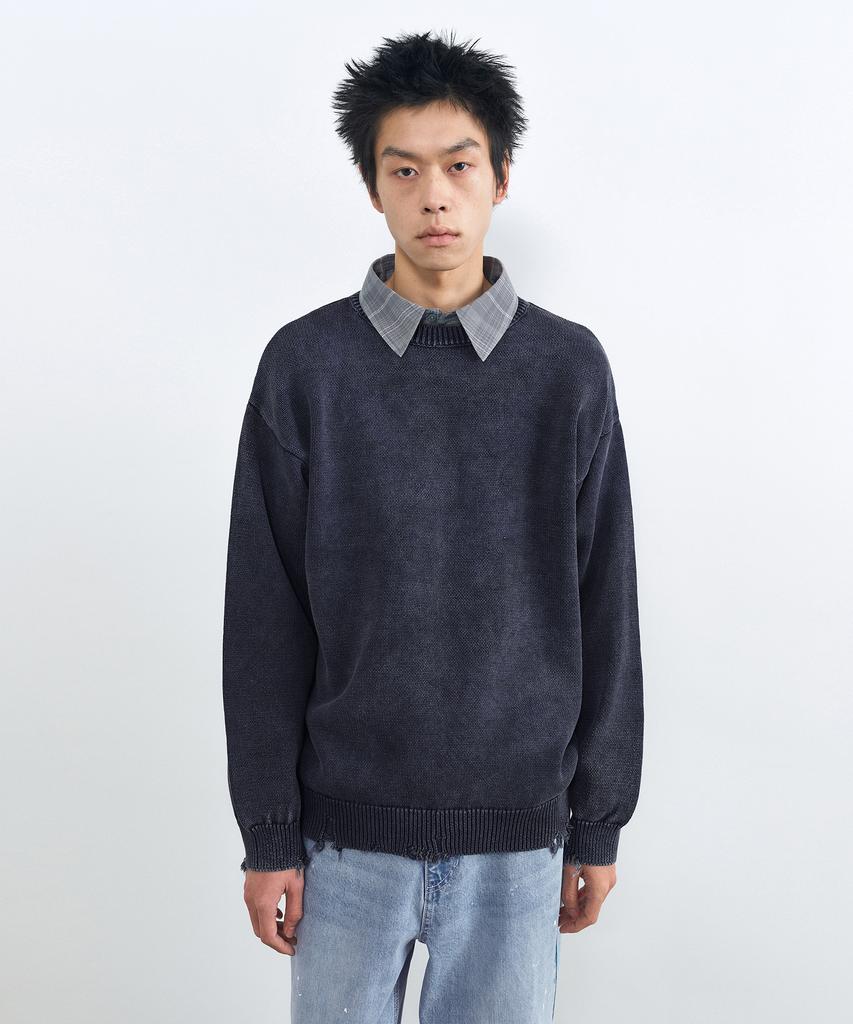 INSILENCE Stone Washed Pullover Washed Navy