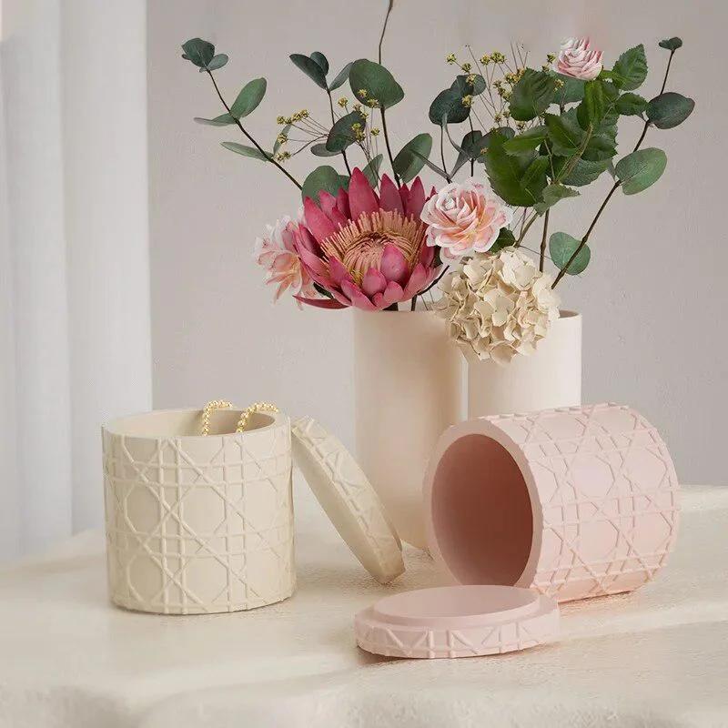 Silicone Mold Candle Cup Home Decoration DIY Storage Tank Pottery Mold Jar Jewelry Storage Box Plaster Mold Candle Storage Tank