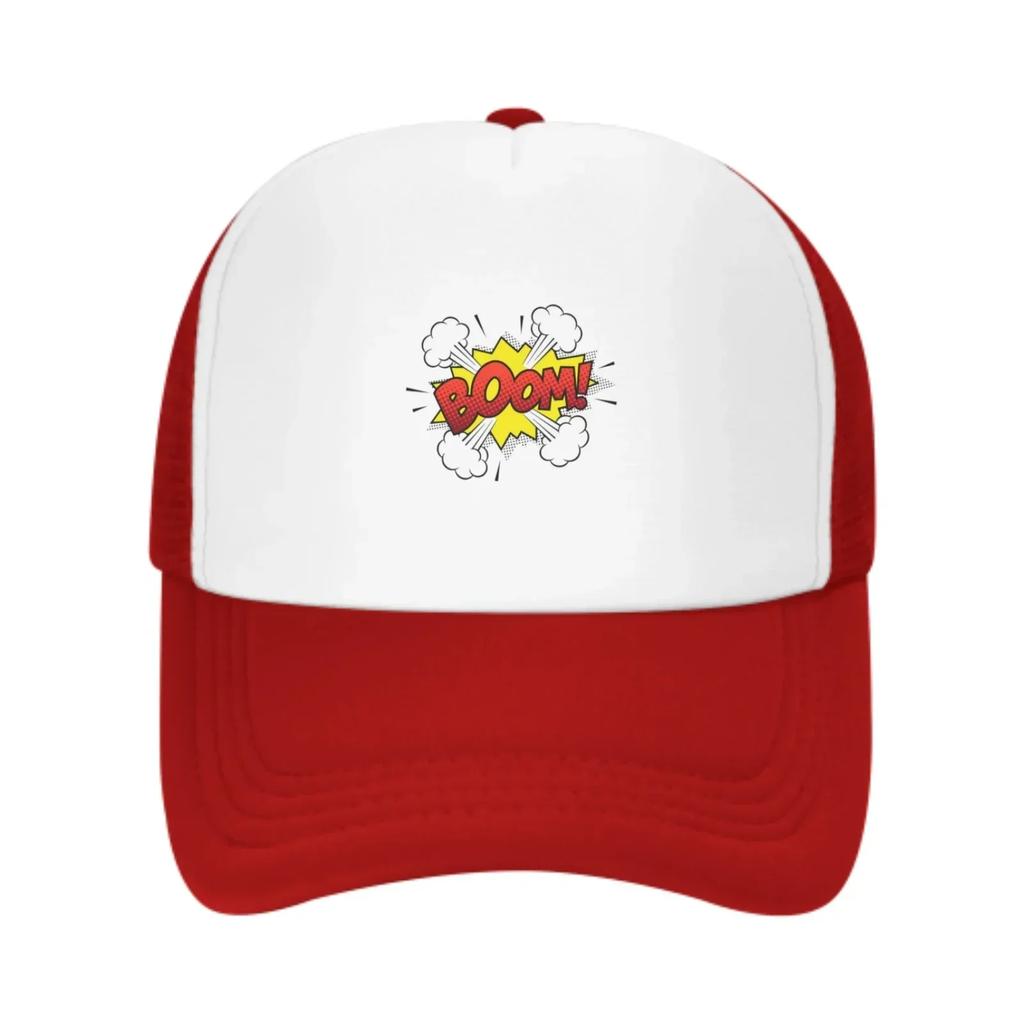 Boom Graphic Baseball Caps Fashion Trucker Hat Unisex Mesh Caps for Women Unisex Outdoor Leisure Travel Neutral Sun Hat