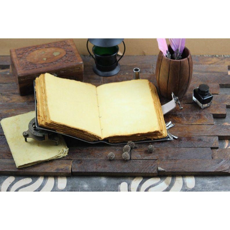 Leather journal Blank spell book of shadhows Moon Phase Journal With 200 Handmade Vintage Deckle Edge paper Grimoire journal gifts for men