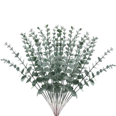 38 cm Tallos Artificiales de Eucalipto con Acabado Blanco Pulverizado 30 Piezas Vegetación Falsa para Decoración del Hogar, Oficina, Boda