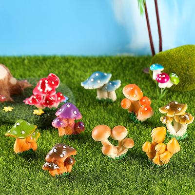 Simulation Mushroom Miniatures Fairy Garden Moss Terrarium Resin Crafts Decorations Garden Artificial Bonsai Landscape Ornaments