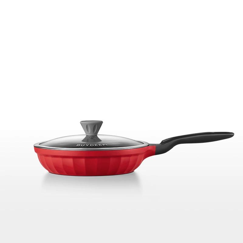 26cm Nonstick Frying Pan Cast Aluminum Skillet With Lid Induction Compatible Swiss ILAG Coating Even Heating Omelet Pan Fry Pan