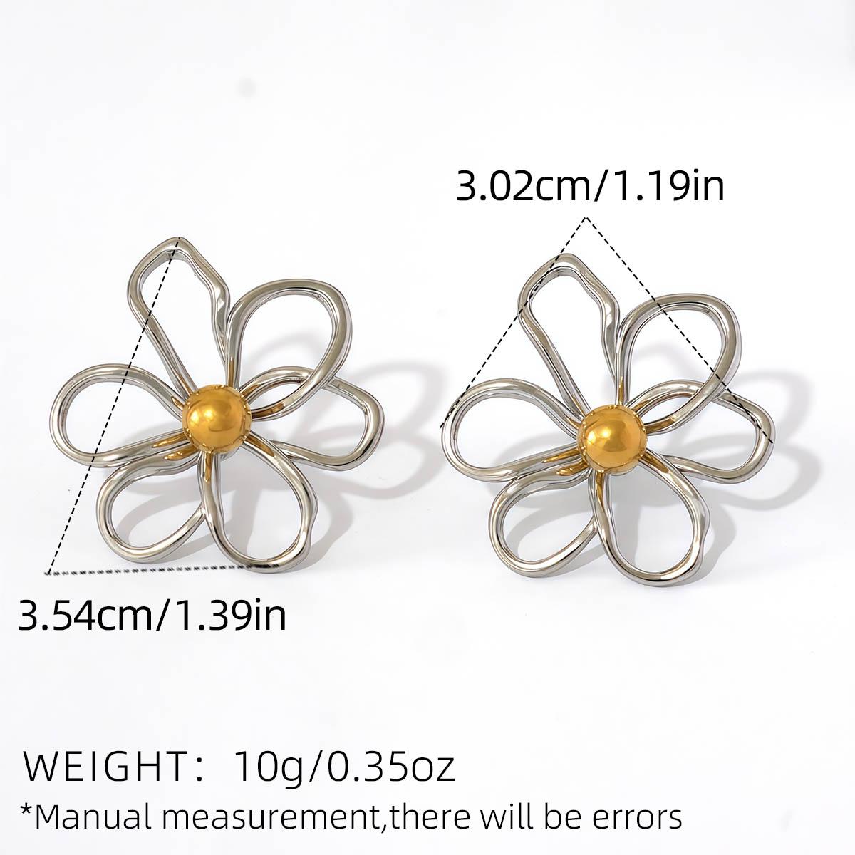 Exquisite Hollow Flower Design Stainless Steel Earrings 18K Gold Plated Waterproof High Quality Ladies Zircon For Daily Etc Gold