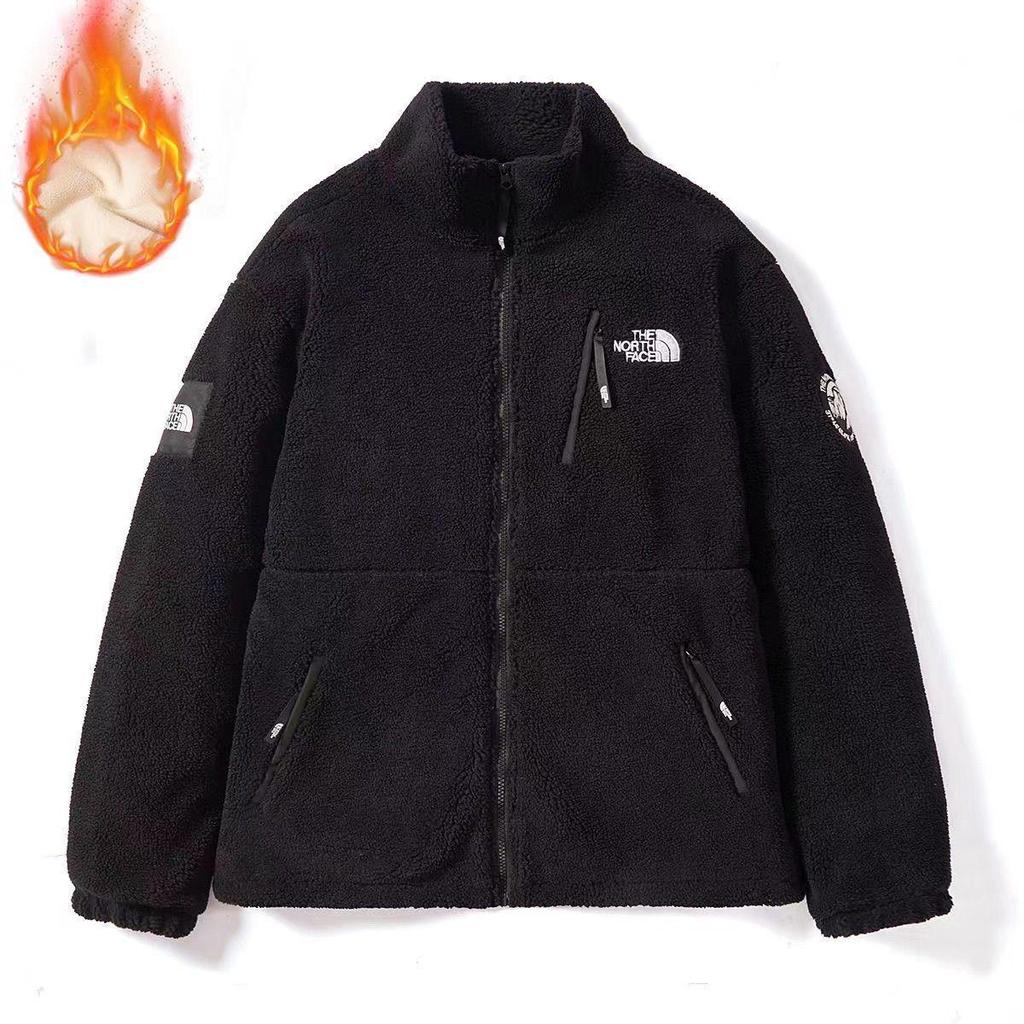 Unisex trendy tlustá bunda s výstřihem do stojáčku, podšitá fleecem, vyšívaná, z jehněčí vlny, pro páry