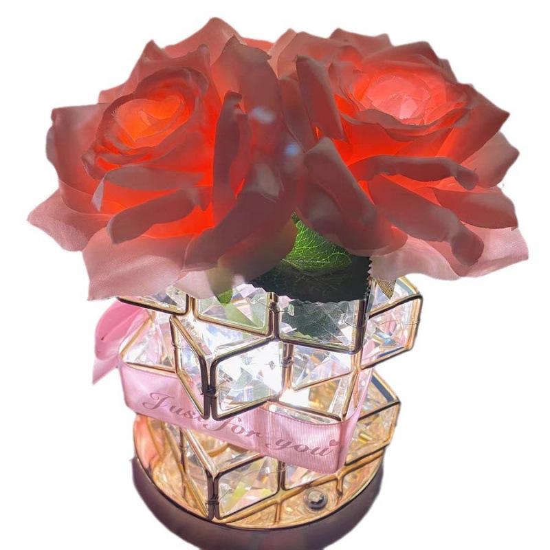 Romantic Rose Cube Table Lamp - Perfect for Birthdays, Qixi, or Valentine's Day