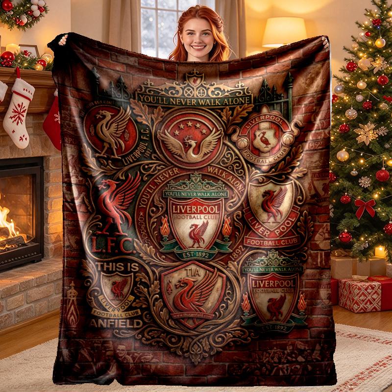 Liverpool Football Club Pattern Blanket for Home Decoration, Bed, Sofa, Car Travel, Camping, Suitable for All Seasons, Birthday Christmas Gift