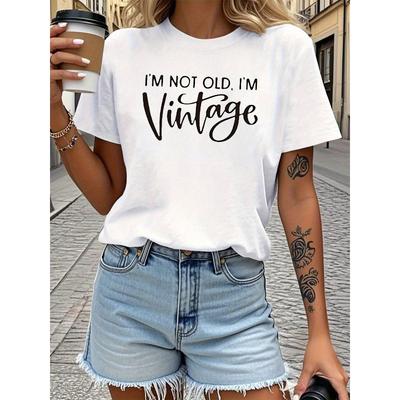Plus Size - Plus Size - Retro Confident Style: I'M NOT OLD, I'M Vintage Printed Plus-Size Spring And Summer Women'S T-Shirt.