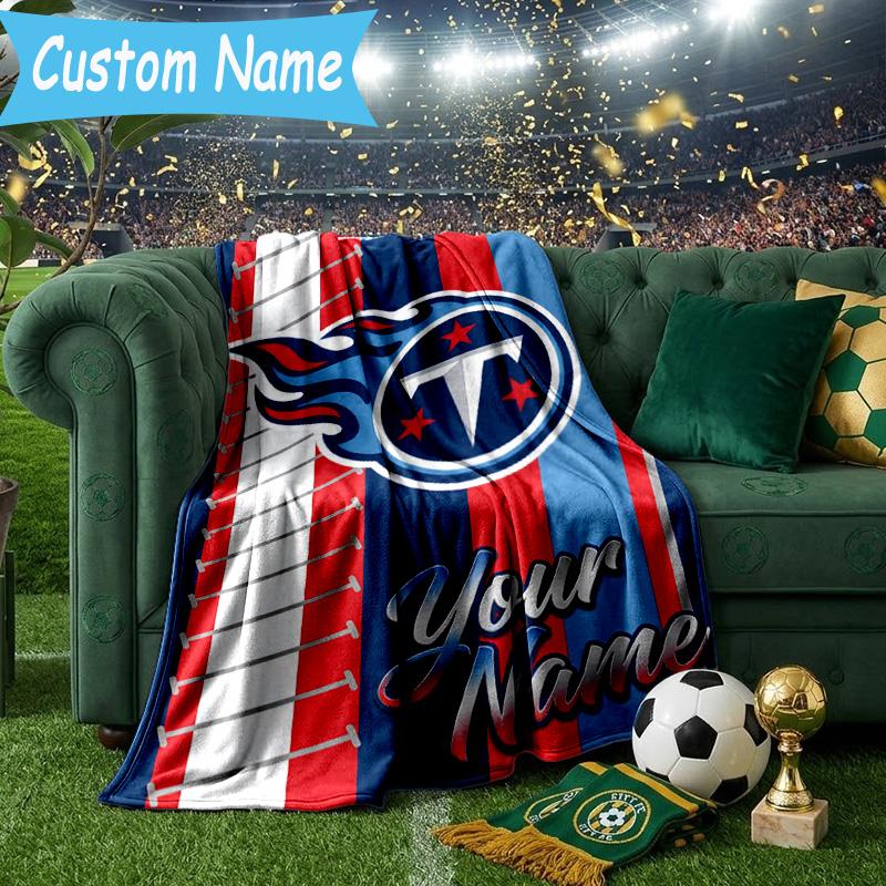 Custom Name Titans Crest Flannel Blanket, Use for Birthday/Holiday Gift, Soft Blanket for Sofa/Bed/Camping/Office, Home Decor