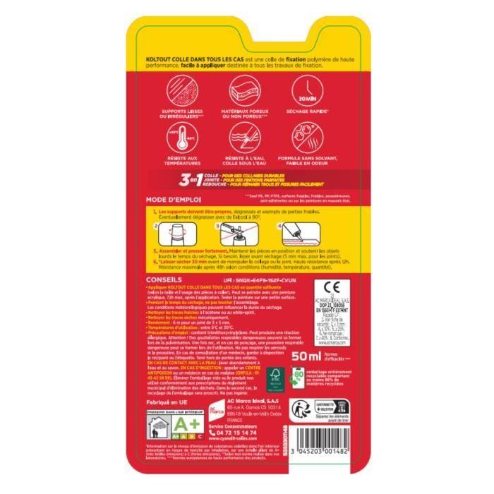 Fixerings- och tätningslim - CYANOLIT - Vit - Blister 50 ml - Praktisk för små reparationer - Mångsidig och tålig