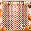 Thanksgiving Decorations, 2 Pack 3.3 X 6.6 Ft Red Orange Brown Turkey Metallic Tel Foil Fringe Curta Streamers Backdrop for Fall Thanksgiving