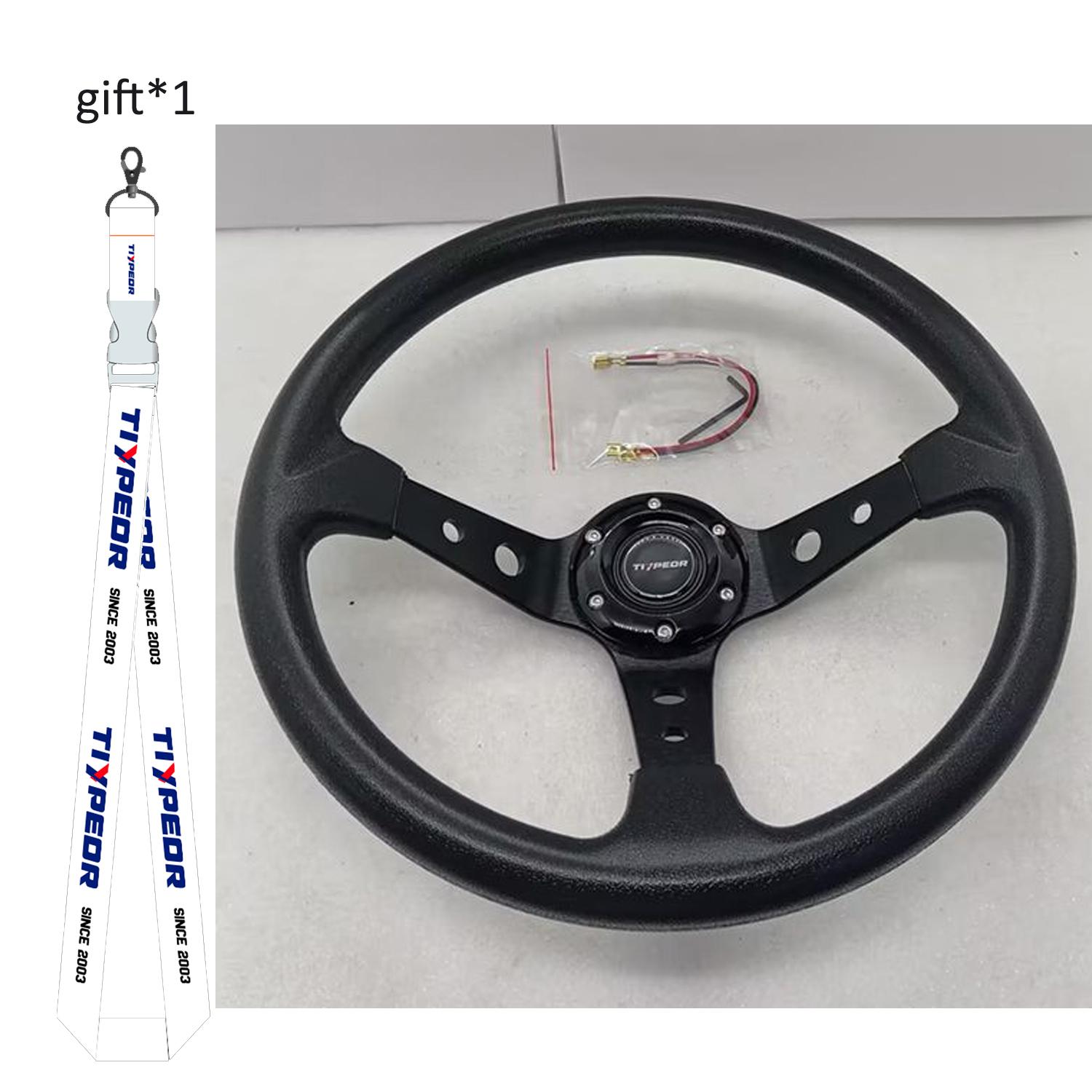 Tiypeor Universal PU Material 14inch 350mm Electroplating Bracket Steering Wheel for Car Volante 001-GZFXP114-01