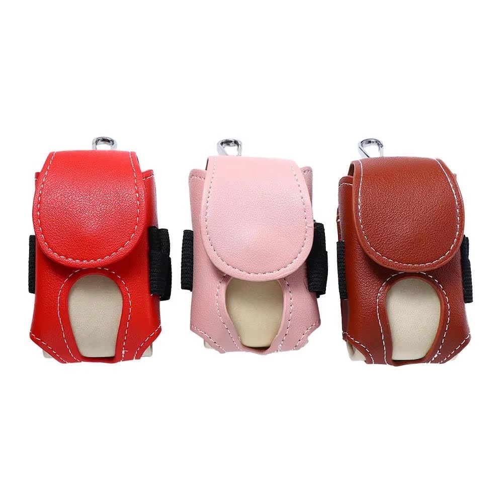 Portable Golf Ball Pouch PU Leather Waist-Hanging Golf Waist Holder Bag Lightweight Waterproof Golf Tee Set Bag Golf Accessories